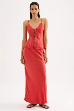 NUDE LUCY Ines Cupro Skirt CHILLI