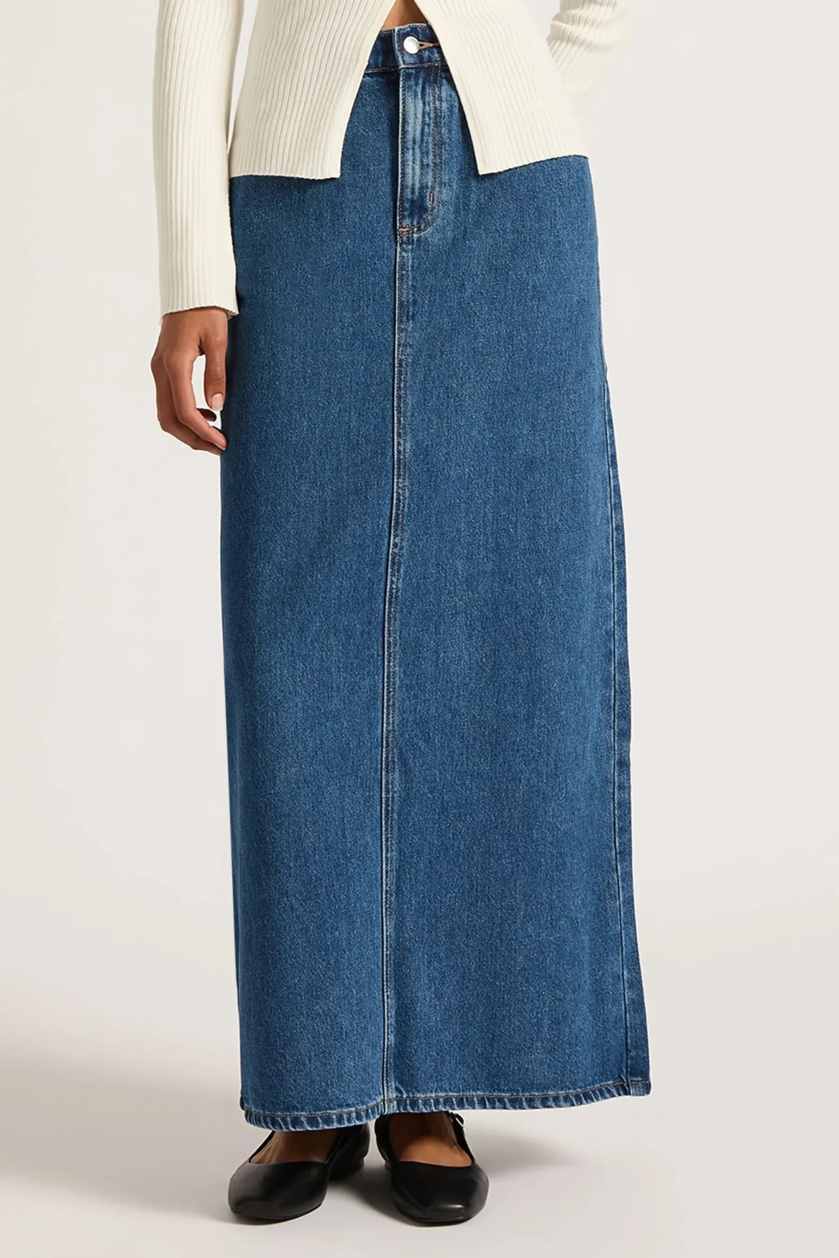 NUDE LUCY Organic Denim Maxi Skirt VINTAGE BLUE