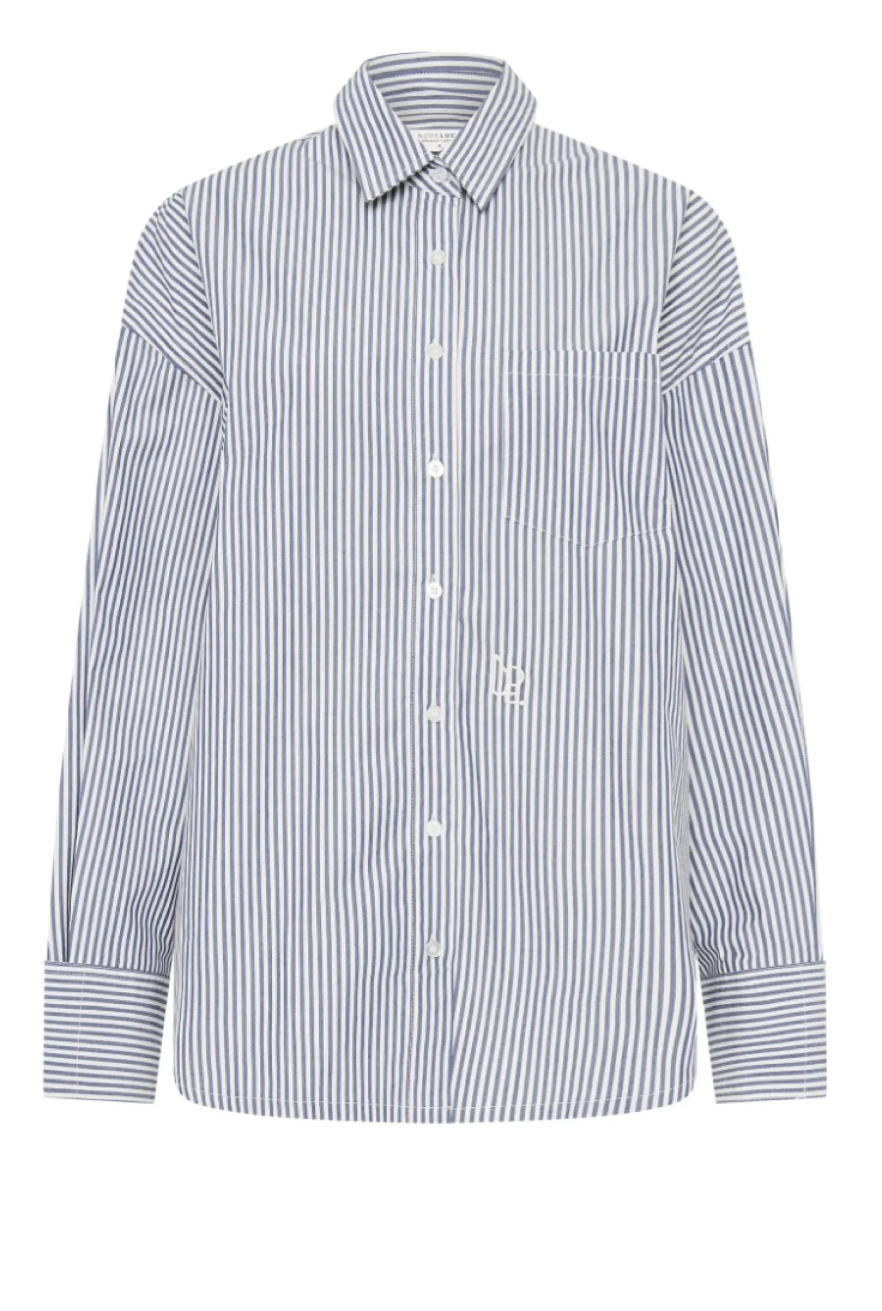 NUDE LUCY Organic Poplin Shirt NAVY STRIPE