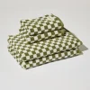 NUNU Bath + Hand Towel Set OLIVE CHECK