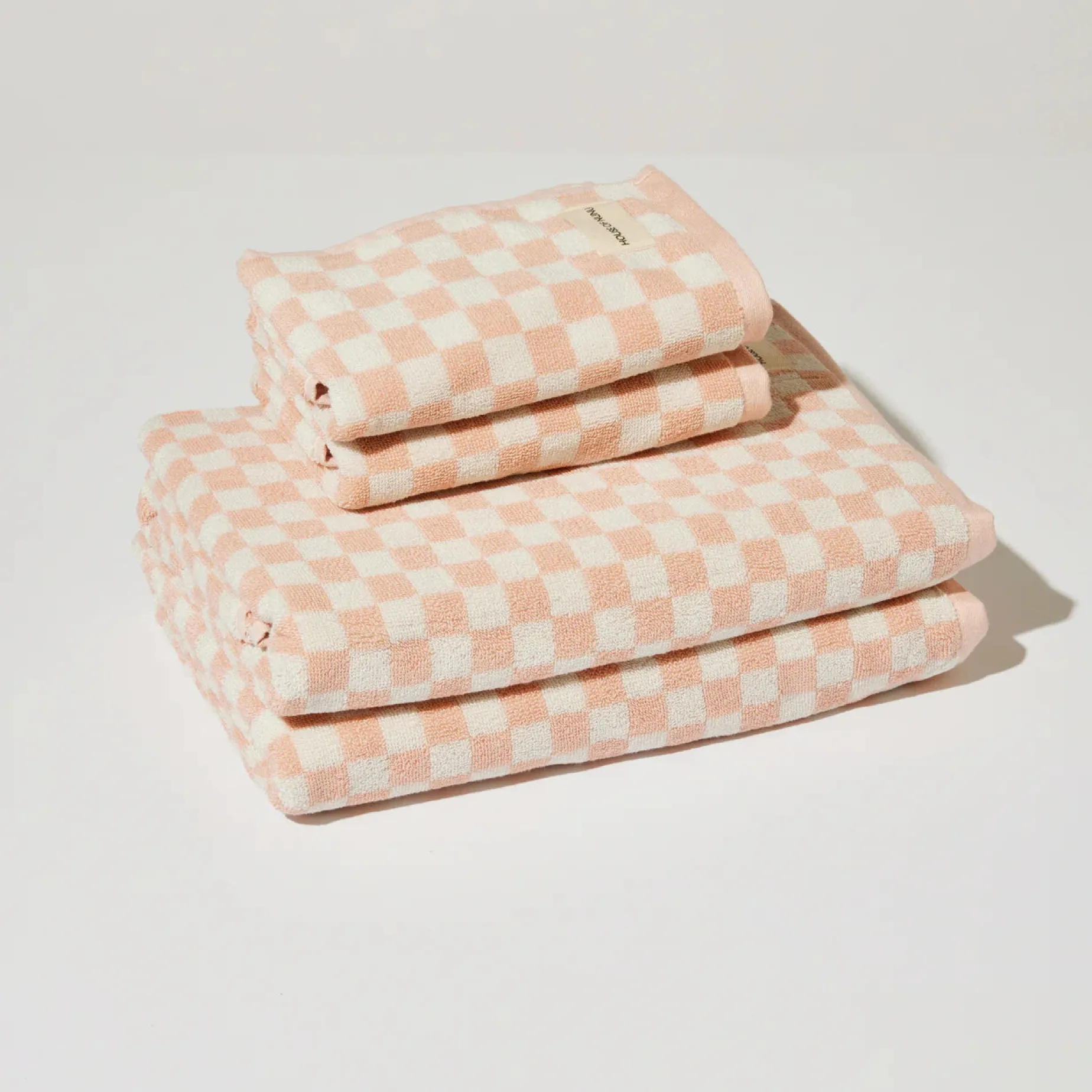 NUNU Bath + Hand Towel Set PINK CHECK
