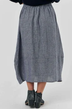 O&J Linen Midi Skirt NIGHTFALL