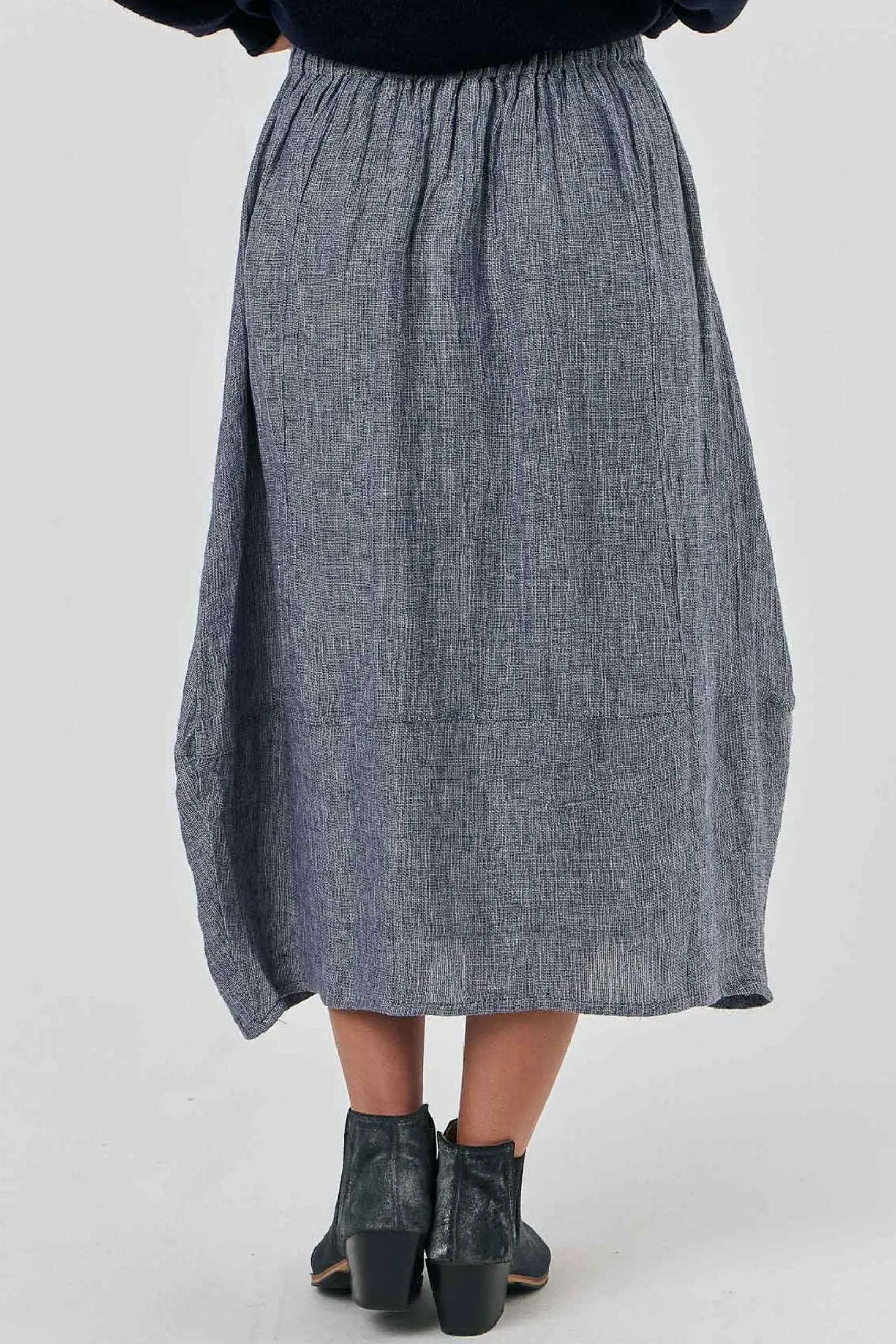 O&J Linen Midi Skirt NIGHTFALL