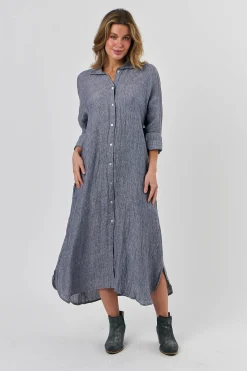 Olive et Julie Linen Maxi Dress NIGHTFALL
