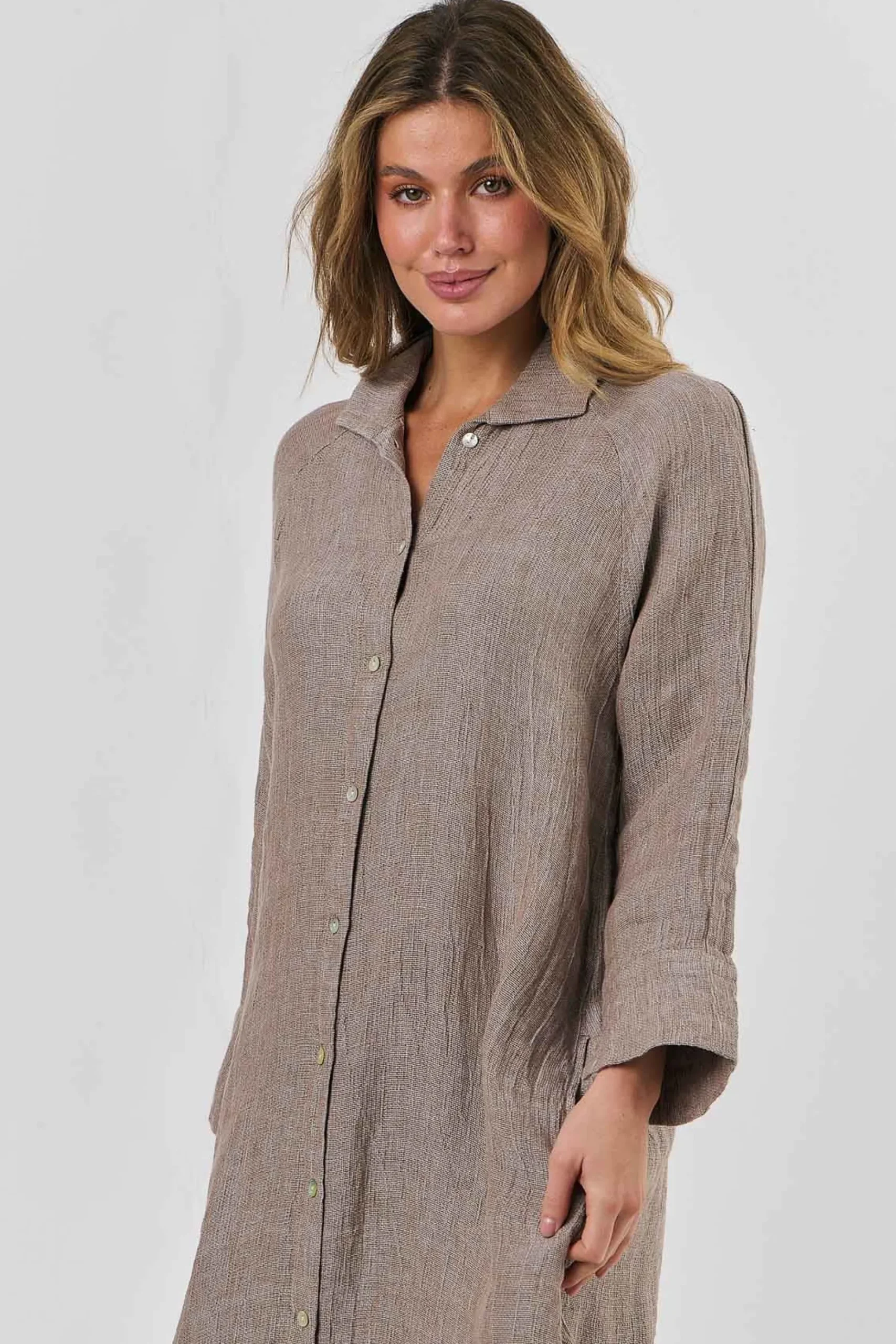 Olive et Julie Linen Maxi Dress TRUFFLE