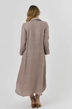 Olive et Julie Linen Maxi Dress TRUFFLE