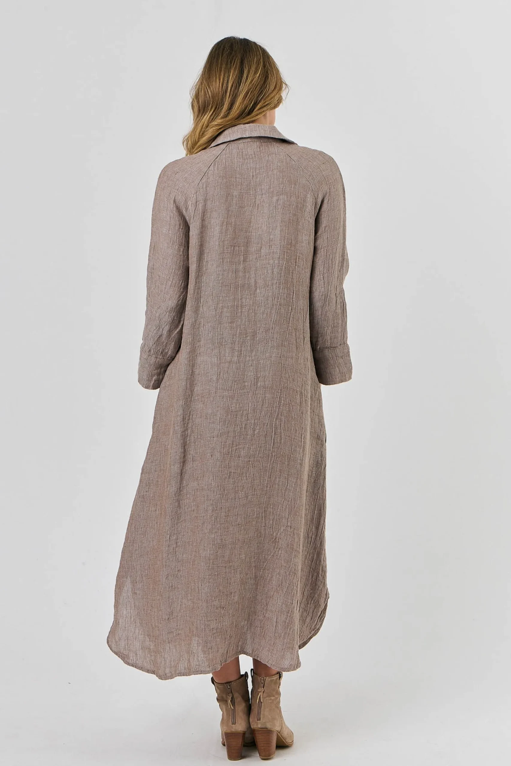 Olive et Julie Linen Maxi Dress TRUFFLE