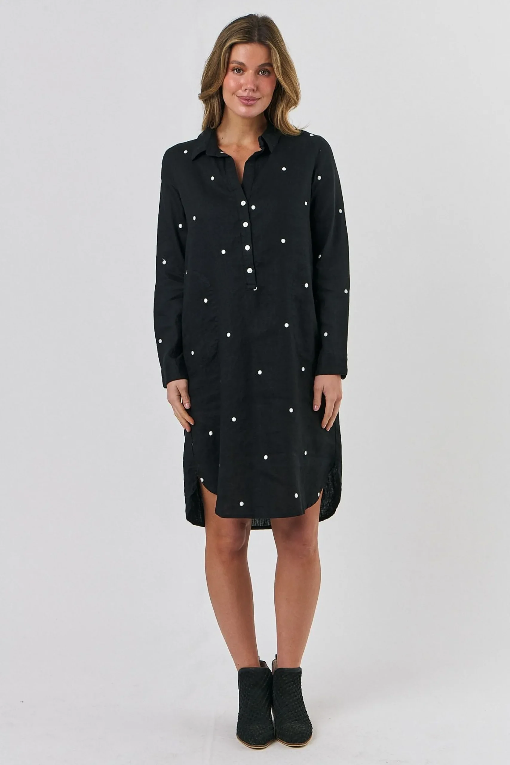 Olive et Julie Long Sleeve Linen Dress MAGPIE