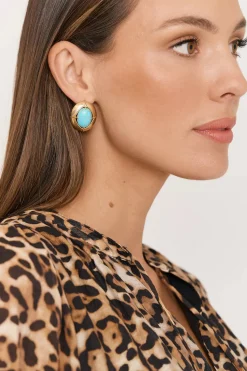Oval Earrings GOLD TURQUOISE