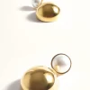 Pearl Top Gold Ball Earrings