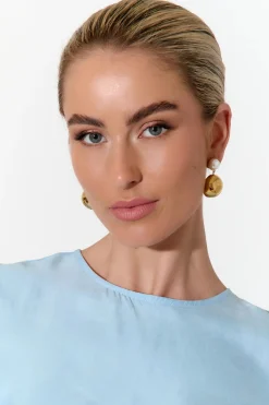Pearl Top Gold Ball Earrings