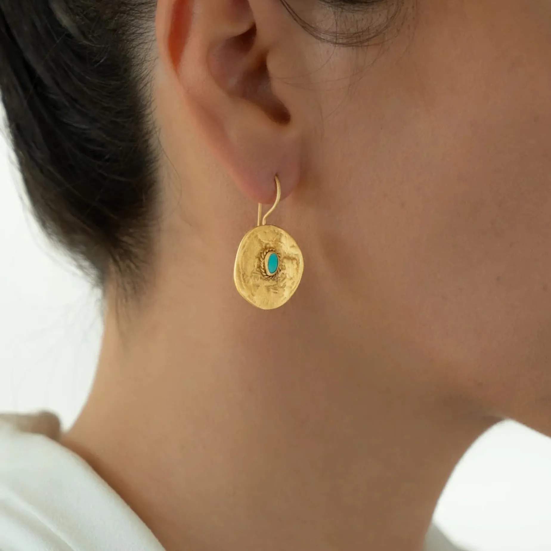 Ruby Teva Cleopatra Coin Earrings TURQUOISE