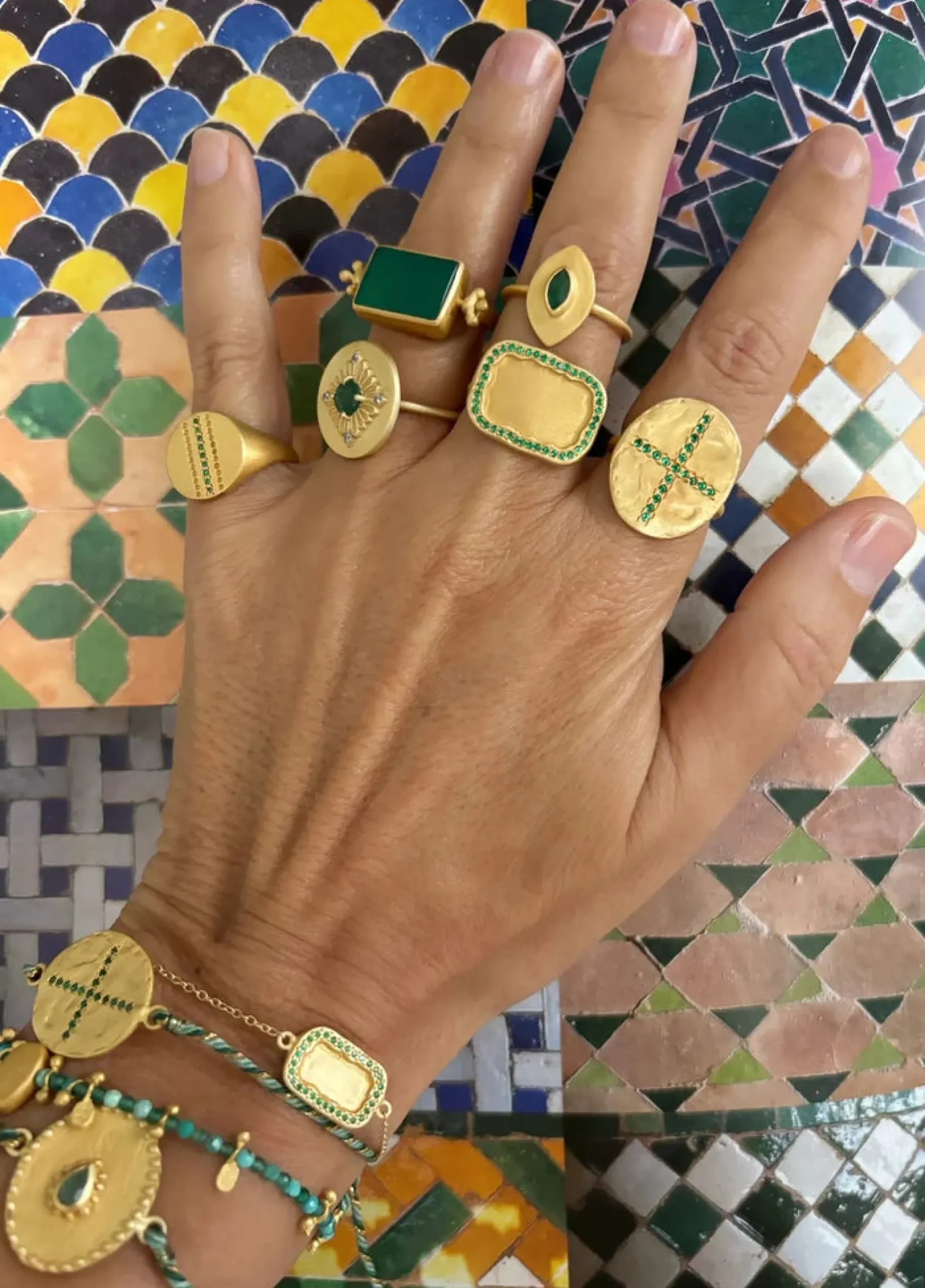 Ruby Teva Esther Ring GREEN ONYX