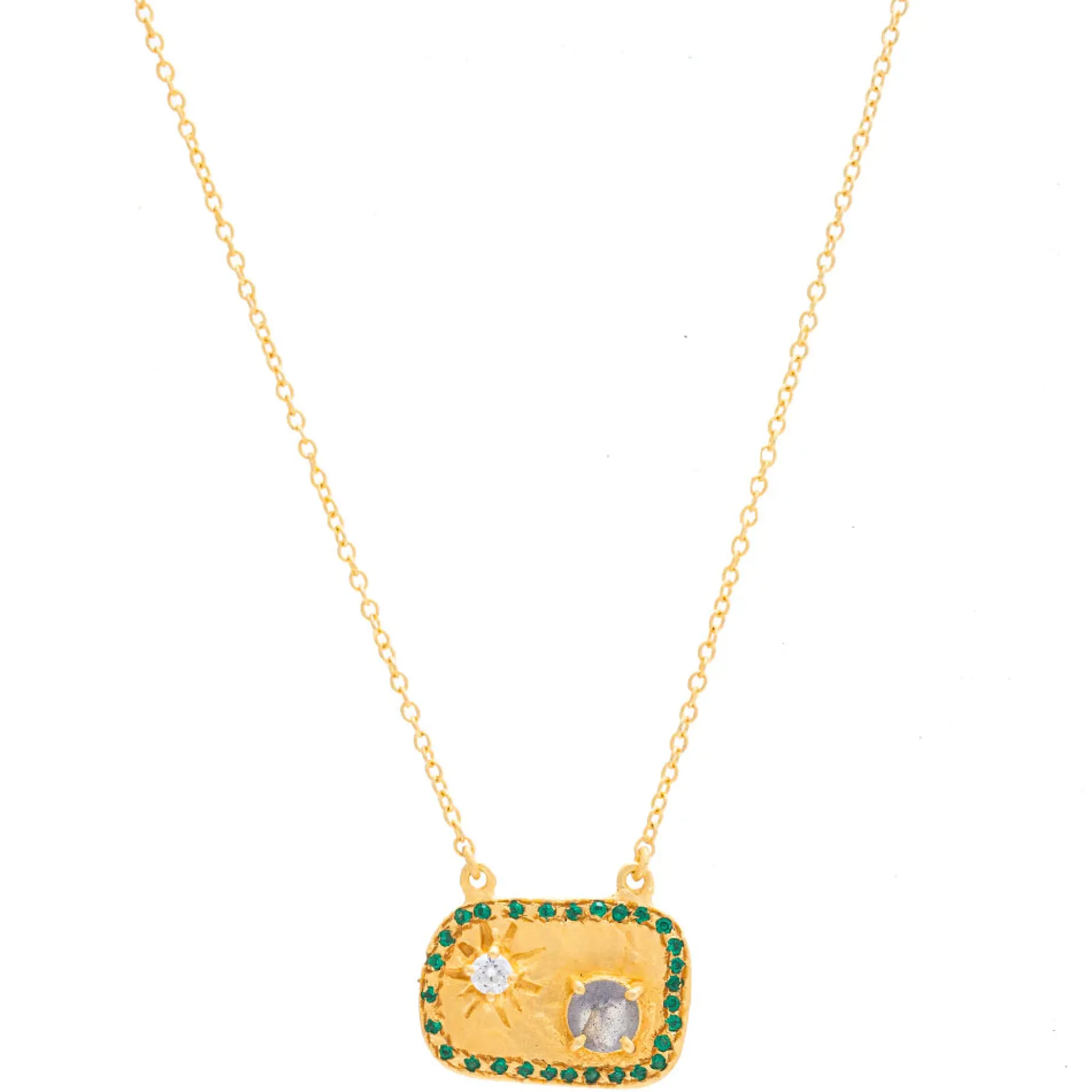 Ruby Teva Gold Fez Necklace LABRADORITE