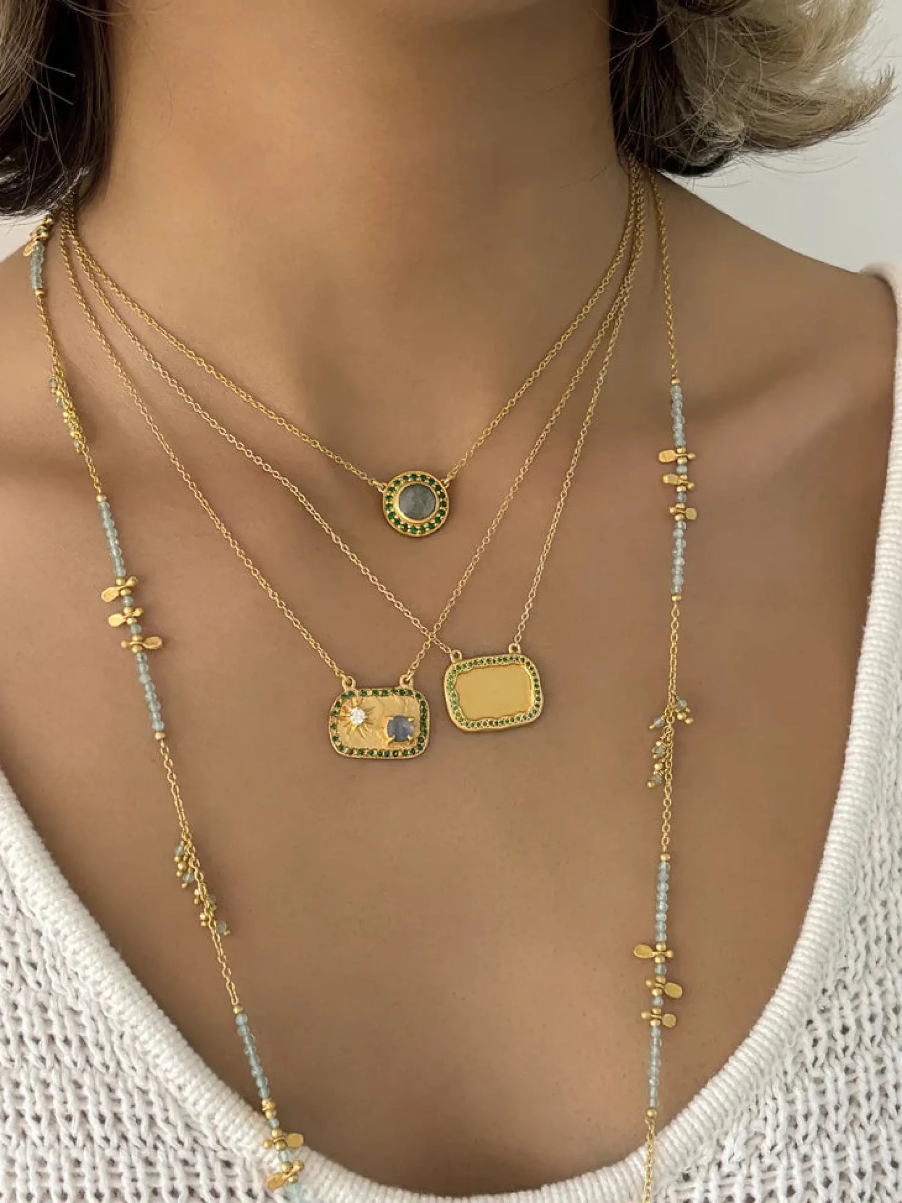 Ruby Teva Gold Fez Necklace LABRADORITE