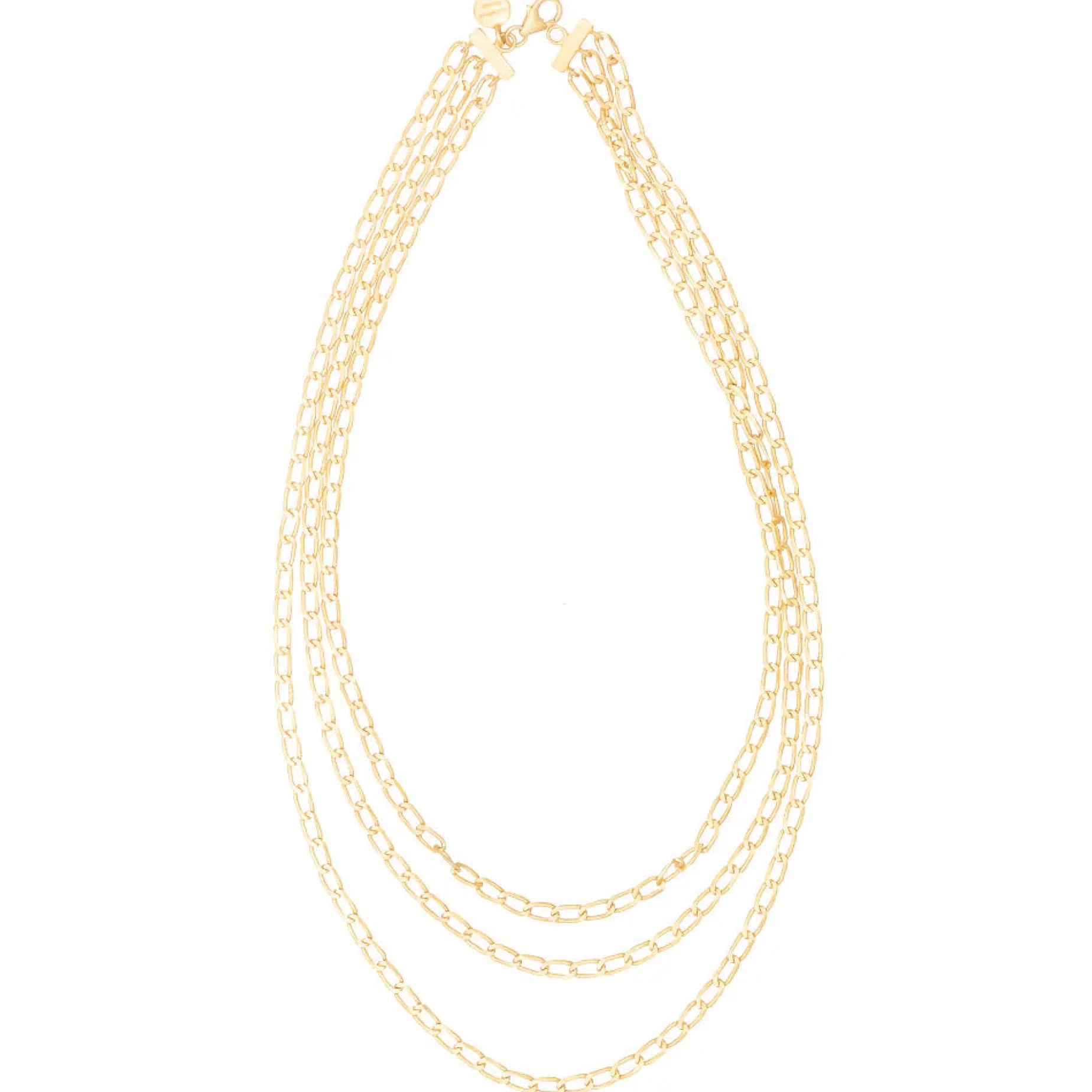 RUBY TEVA Three Tier Link Necklace GOLD PLATE