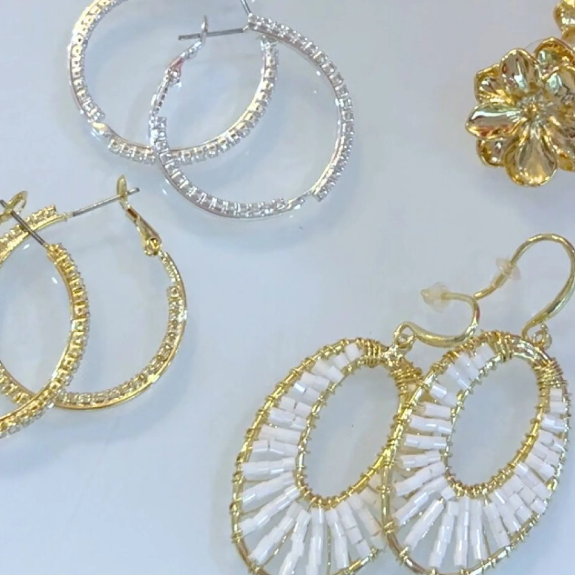 SUPER AMAZING Two Way Crystal Hoops SILVER