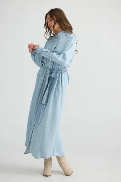 TALISMAN Pedro Maxi Dress LIGHT WASH DENIM