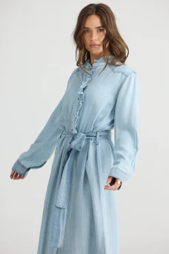TALISMAN Pedro Maxi Dress LIGHT WASH DENIM