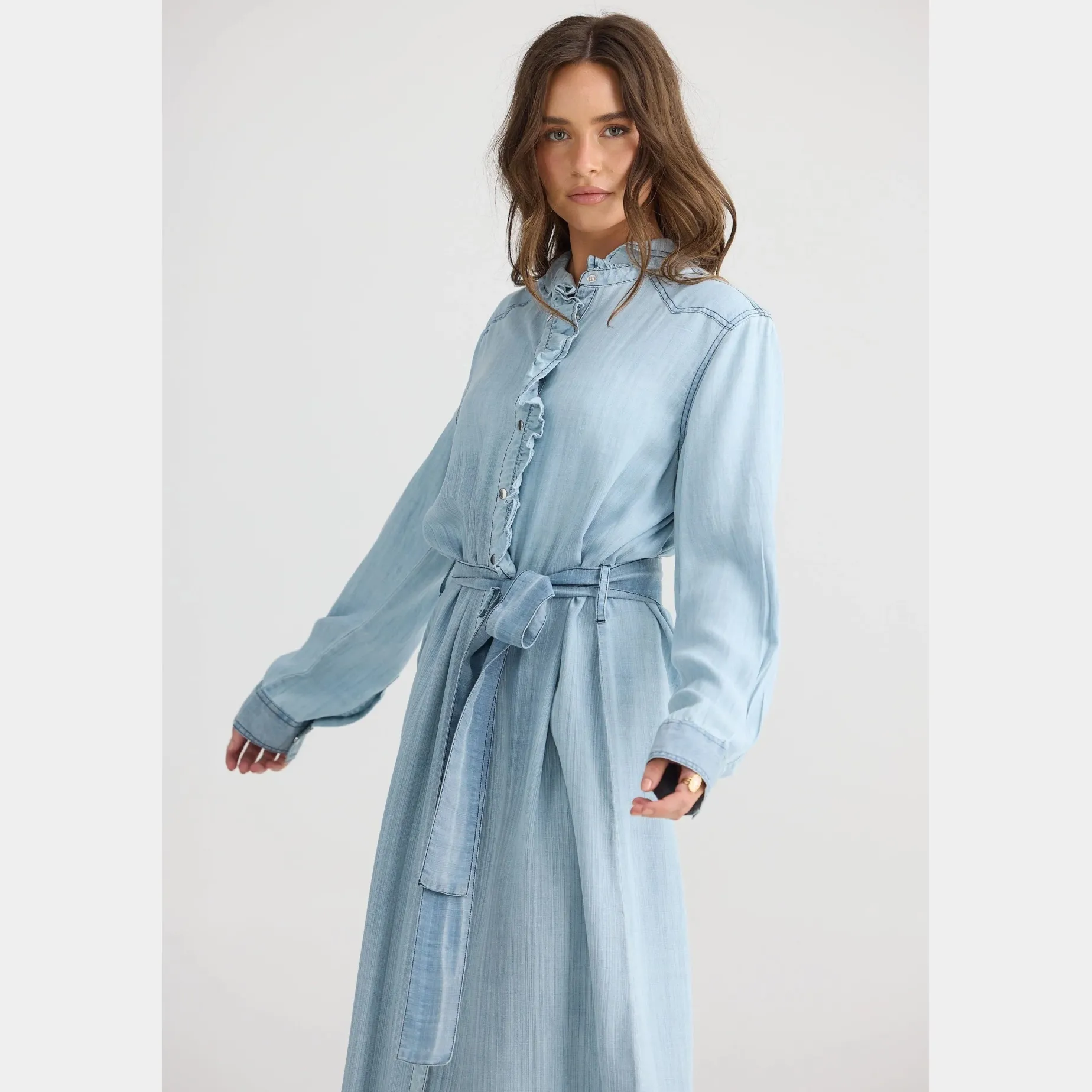 TALISMAN Pedro Maxi Dress LIGHT WASH DENIM