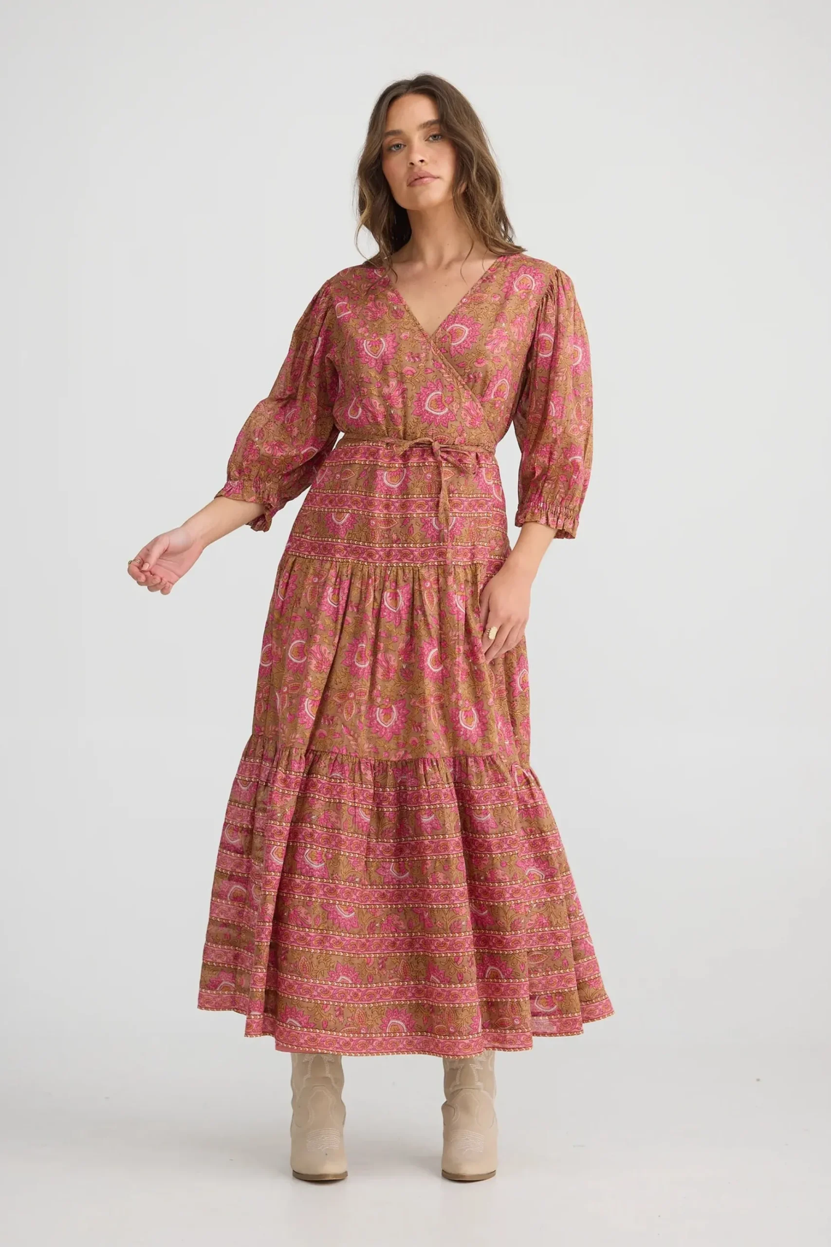 TALISMAN Tara Wrap Dress AUTUMN SPRITZ
