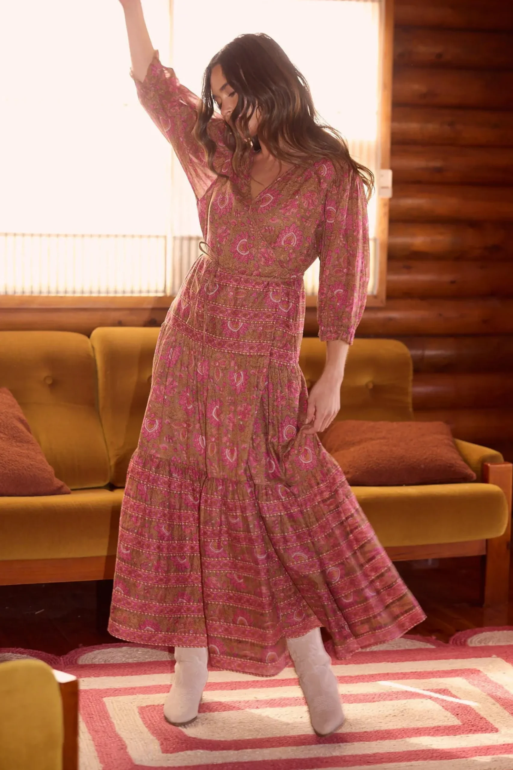 TALISMAN Tara Wrap Dress AUTUMN SPRITZ