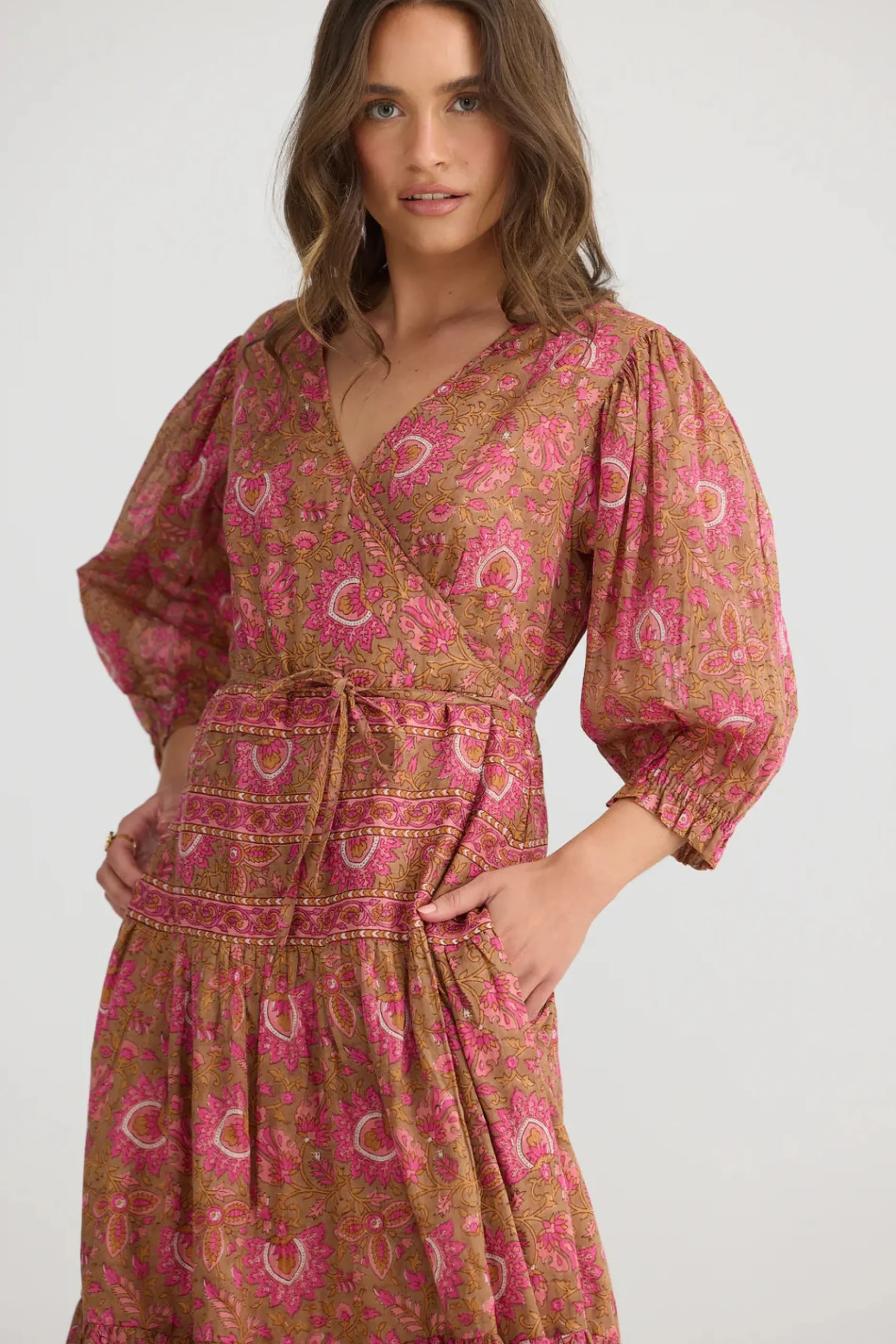 TALISMAN Tara Wrap Dress AUTUMN SPRITZ