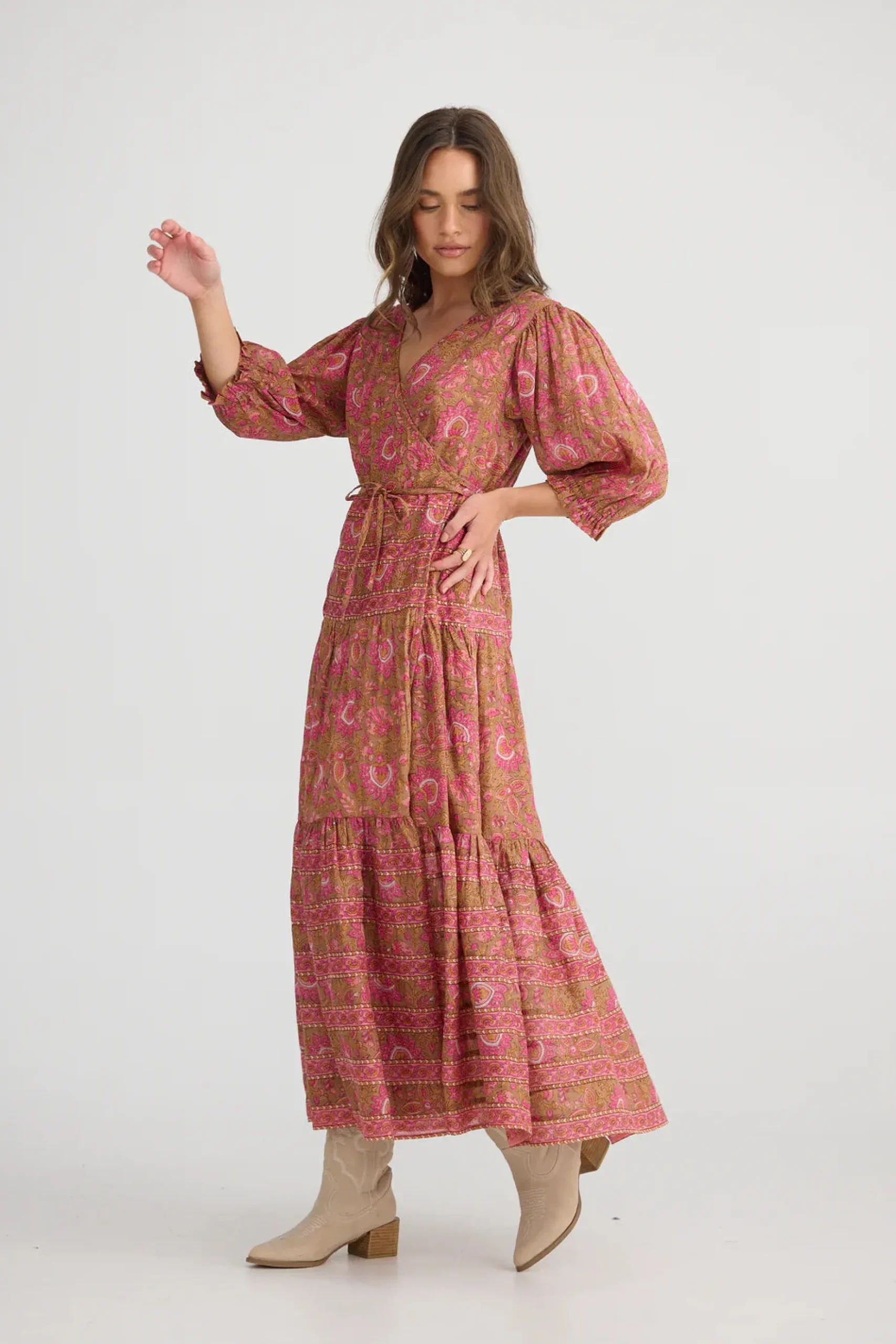 TALISMAN Tara Wrap Dress AUTUMN SPRITZ