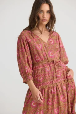 TALISMAN Tara Wrap Dress AUTUMN SPRITZ