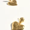 Textured Heart Drop Earrings GOLD