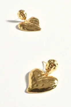 Textured Heart Drop Earrings GOLD