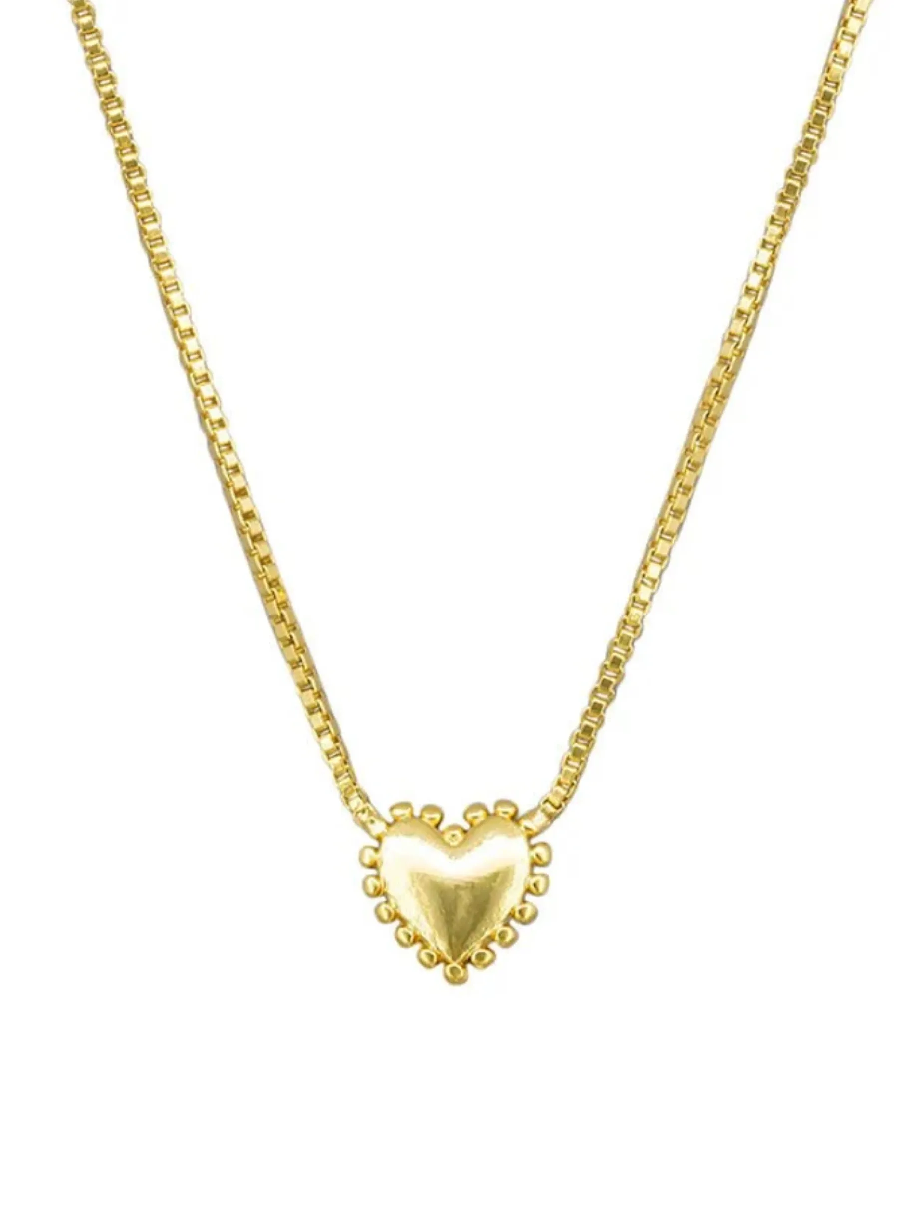 Tiger Tree Ball Edge Heart Necklace GOLD