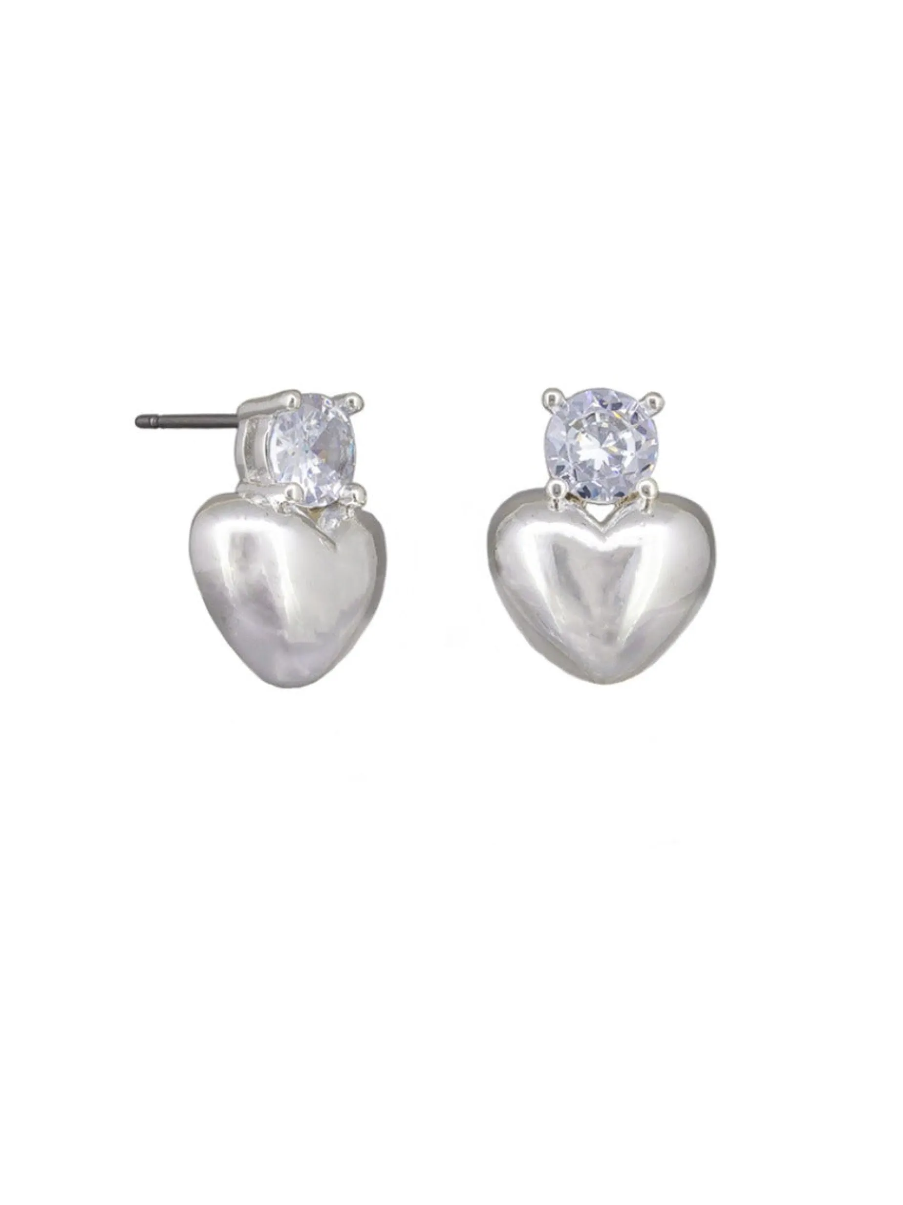 Tiger Tree Caramia Crystal Heart Stud SILVER