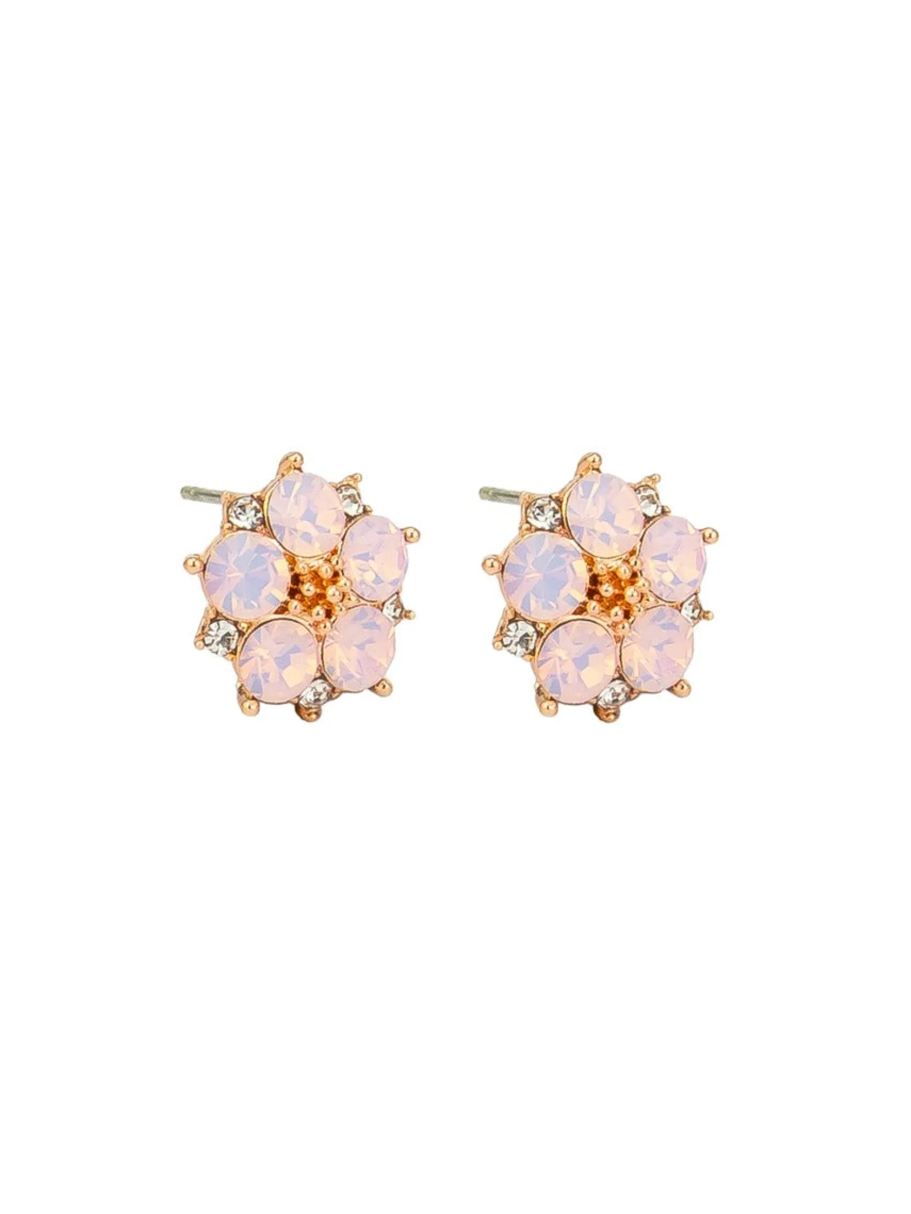 Tiger Tree Crystal Flower Studs ROSE QUARTZ