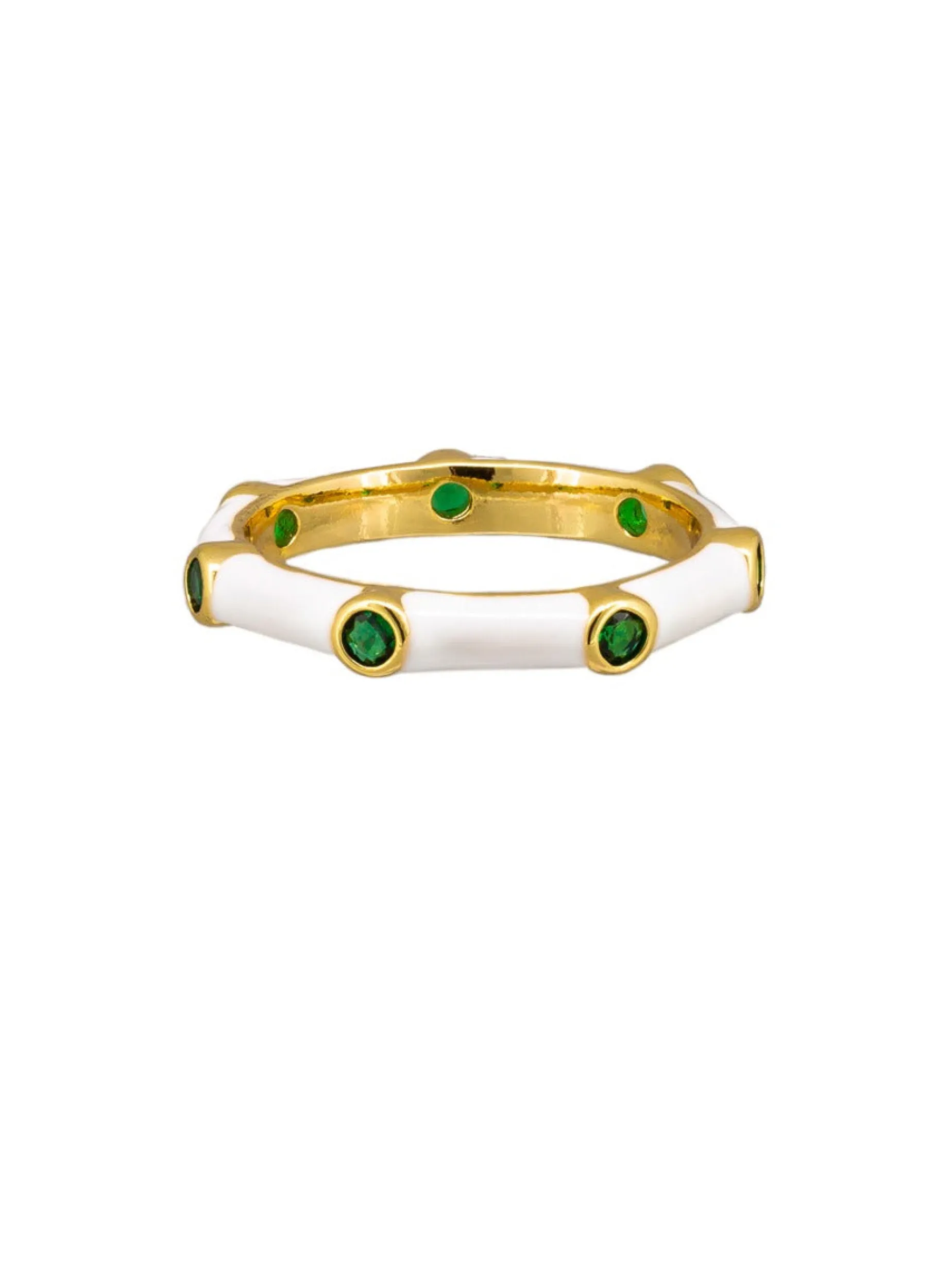 Tiger Tree Enamel and CZ Ring WHITE