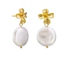 Tiger Tree Matte Gold Flower Earring PEARL