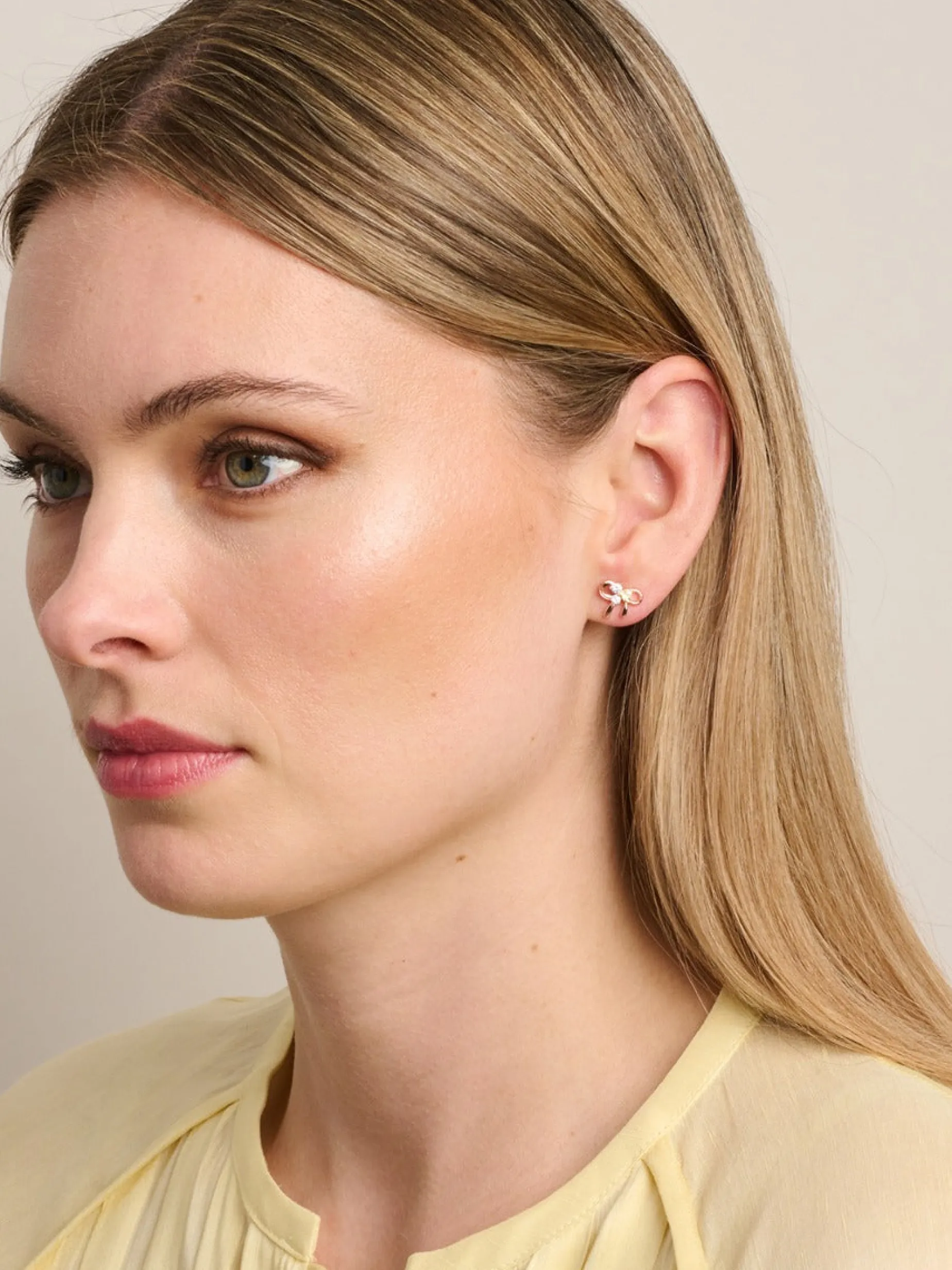 Tiger Tree Rose Gold Crystal Bow Studs