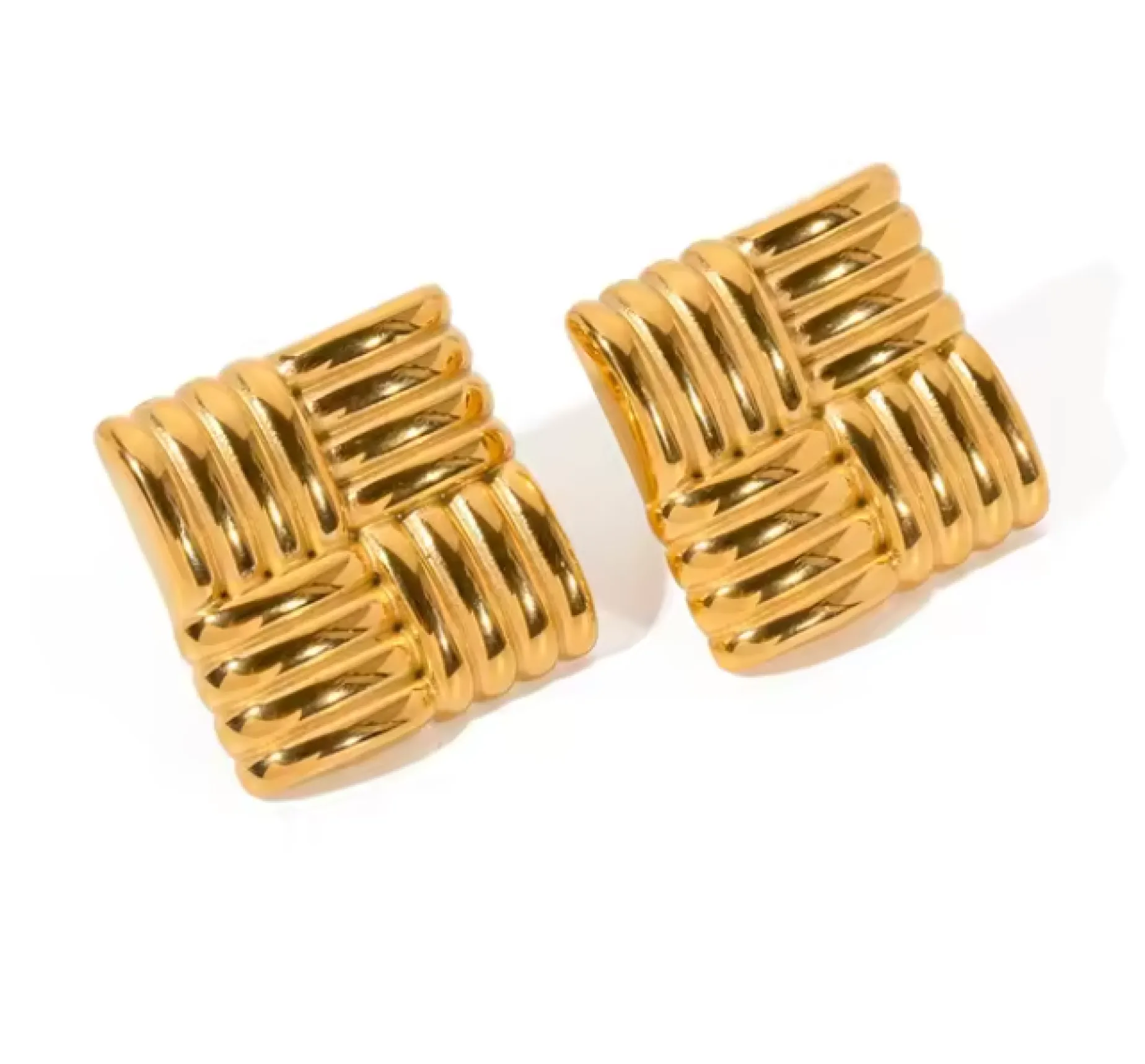 TOURISTE Woven Square Earrings GOLD