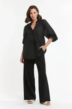 URBAN LUXURY Boho Shirt BLACK