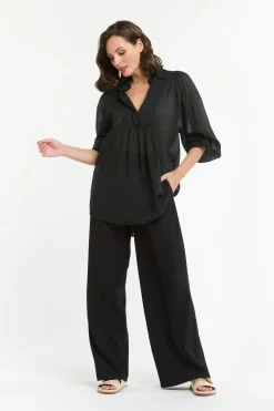 URBAN LUXURY Boho Shirt BLACK