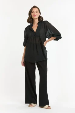 URBAN LUXURY Boho Shirt BLACK