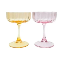 Willa Cocktail Coupes Set Two PINK AND AMBER