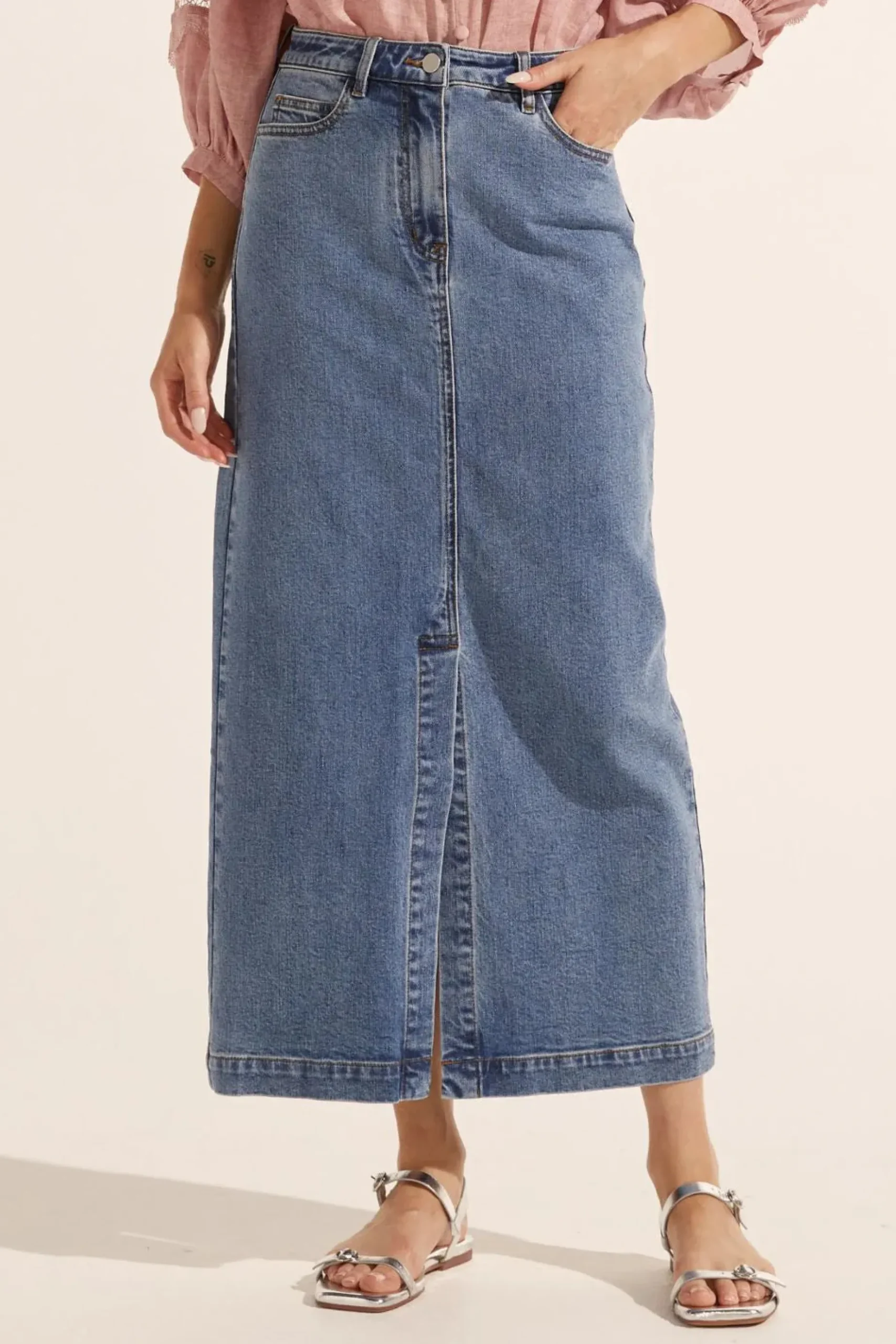 ZK Meridian Skirt MID WASH DENIM