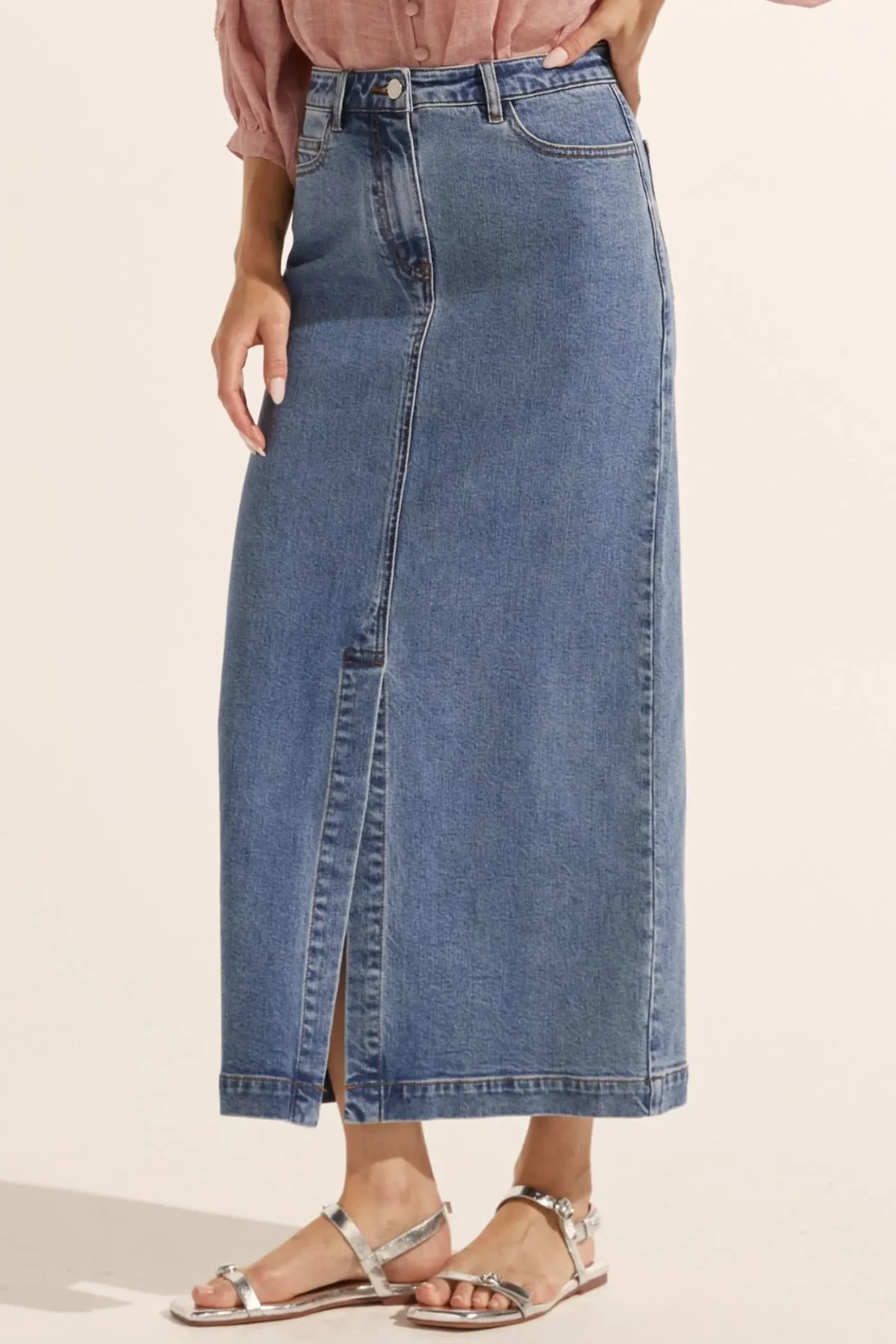 ZK Meridian Skirt MID WASH DENIM