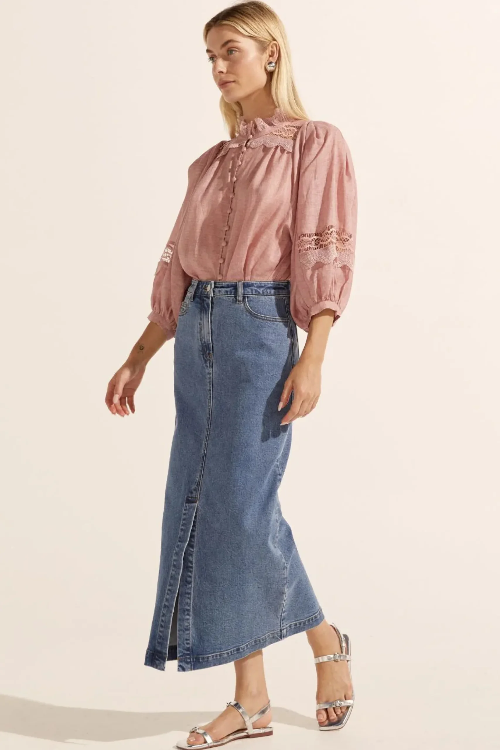 ZK Meridian Skirt MID WASH DENIM
